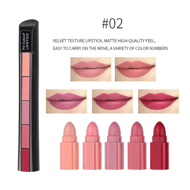 Velvet Power Matte Lip Set – 5-in-1 Long-Wear Red Lip Collection