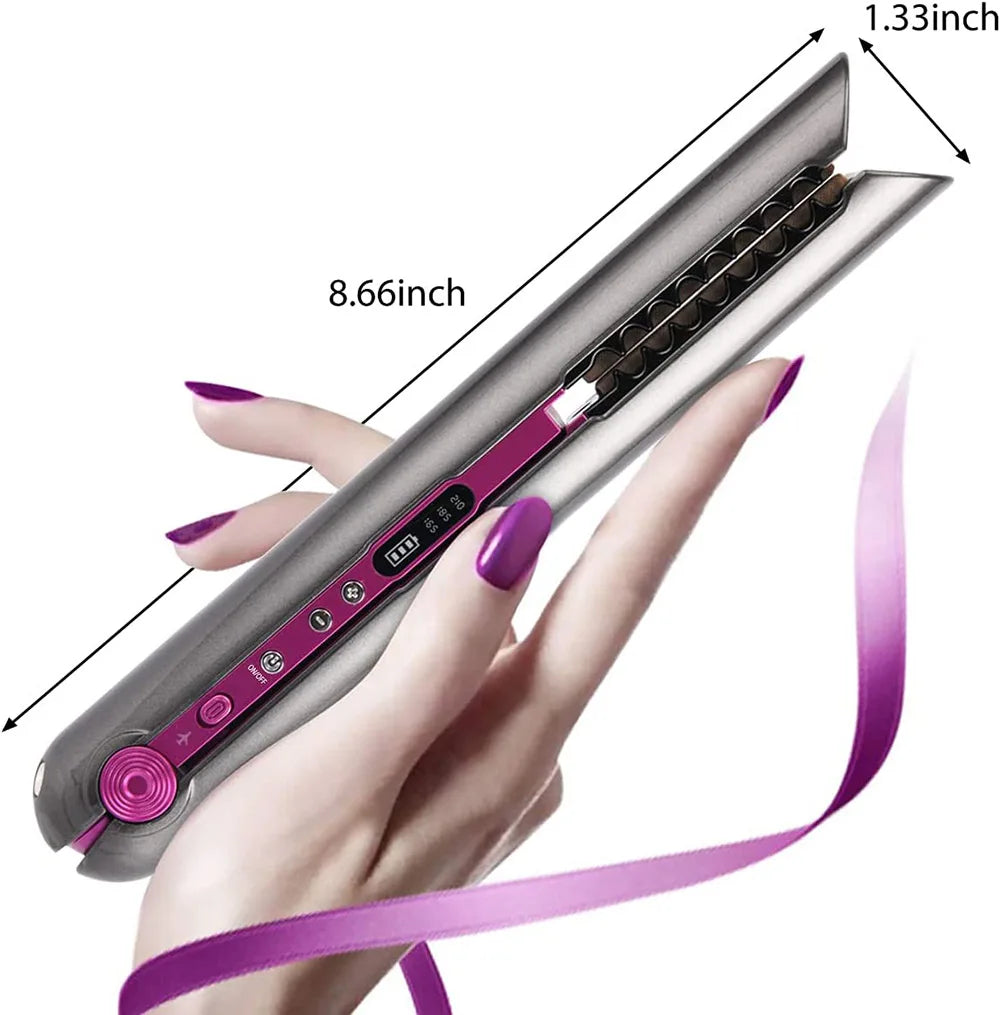 UKLISS Cordless Mini Hair Straightener & Curler – USB Rechargeable 2-in-1 Flat Iron for Travel & On-the-Go Styling