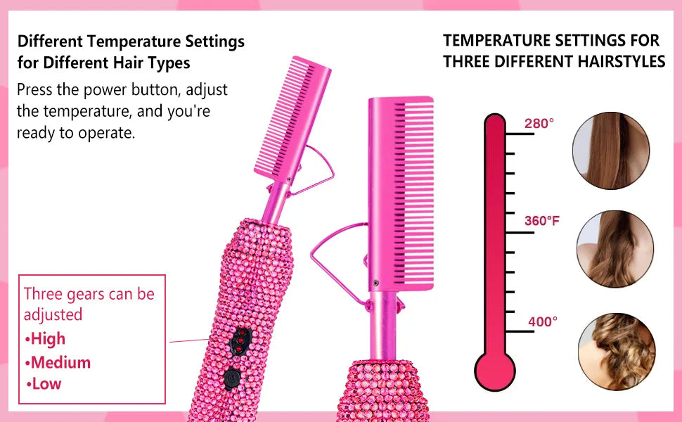 HeatSculpt Pro Electric Hot Comb – 2-in-1 Straightening & Curling Brush