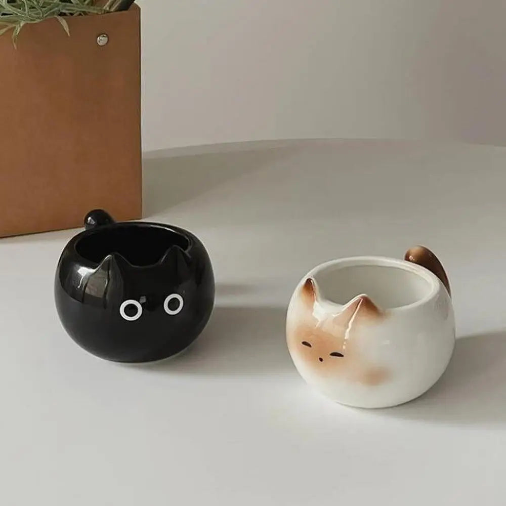 WhimsiCat Ceramic Mug – Charming Siamese Cat Coffee Cup (210ml)