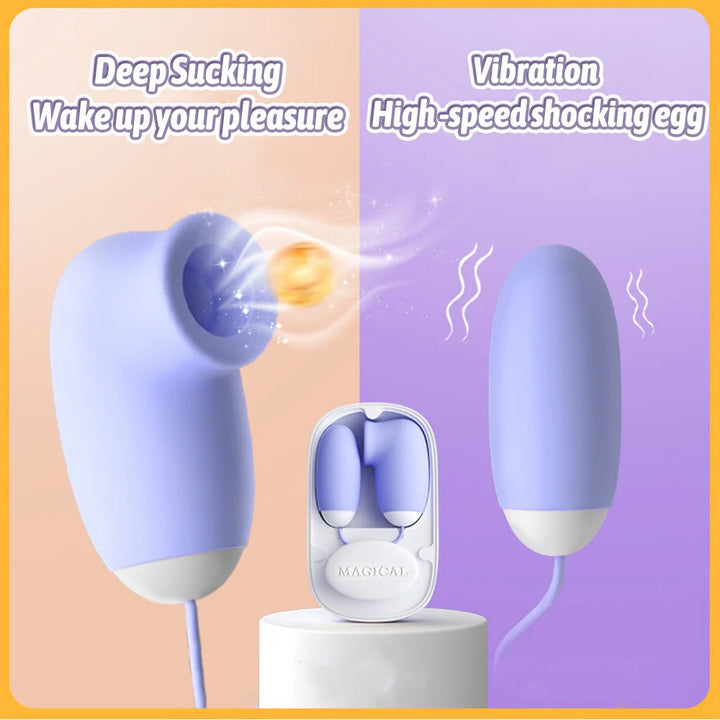Clitoral Sucking Vibrator & Vibrating Egg – 2-in-1 G Spot, Nipple & Clitoris Stimulator with 12 Modes, USB Rechargeable