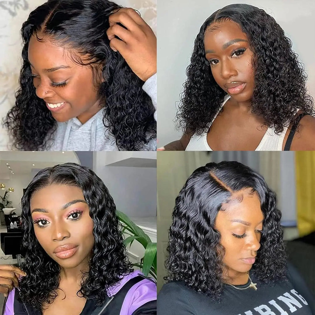Empower Waves Brazilian Deep Wave Lace Frontal Wig – Short HD Bob, 200% Density
