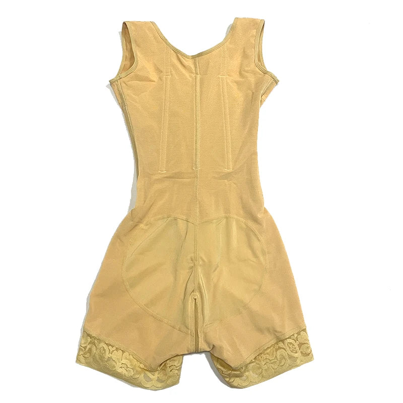 Colombian Curves™ 9-Bone Full Body Shaper – Double Tummy Control Bodysuit with Zipper & Open Crotch