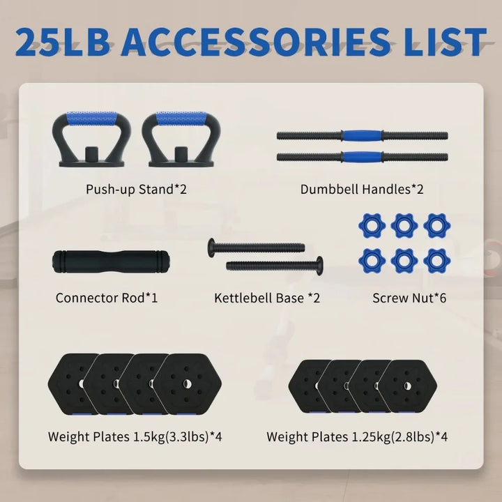 EmpowerForm 4-in-1 Adjustable Dumbbell Set – 25lb Home Gym System