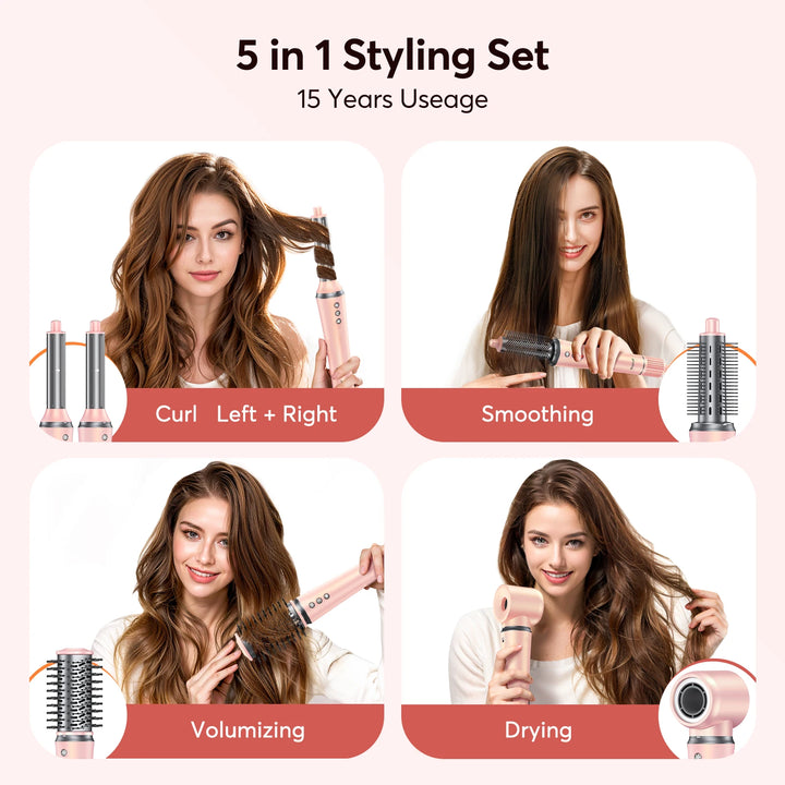 BOPCAL 5-in-1 Hair Dryer & Multi-Styler with 300M Negative Ions – Straightener, 32mm Curler, Volumizer & More