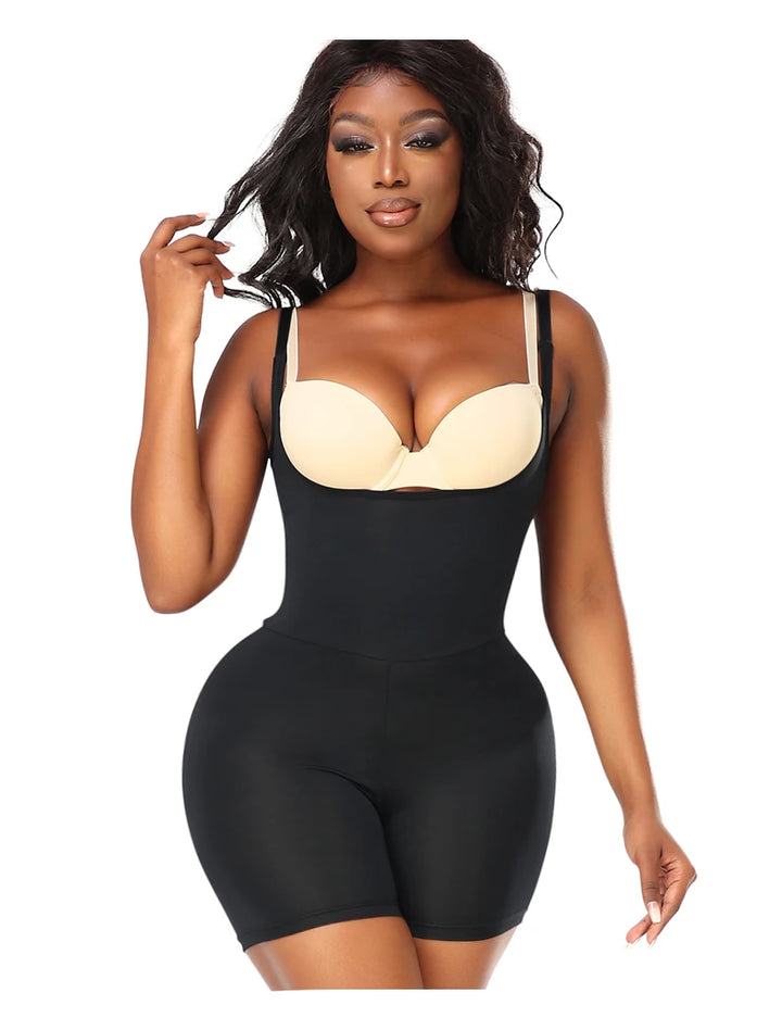 Butt-Lifting Shapewear Bodysuit with Pads – Open Crotch & Adjustable Straps