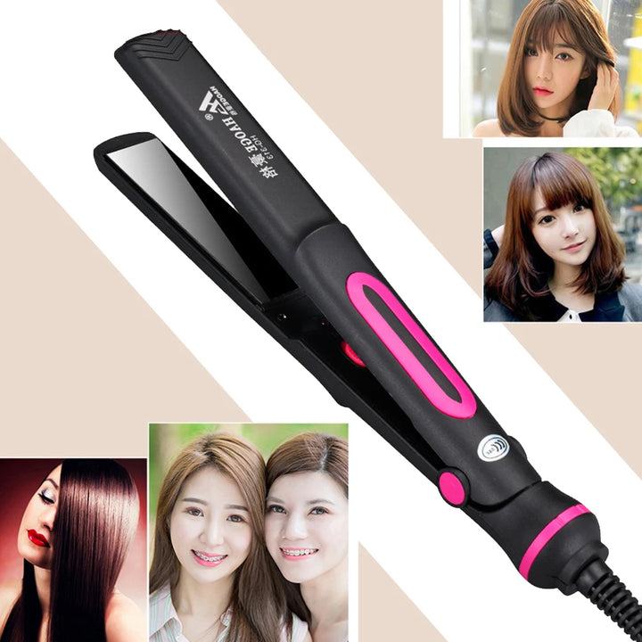 GlowFlex 2-in-1 Mini Hair Straightener & Curler – Anti-Scald, Dual-Use Styling Tool
