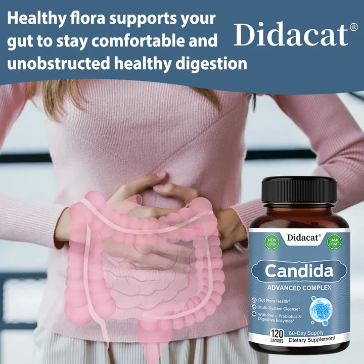 EmpowerEase Candida Advanced Complex – Digestive Detox & Gut Flora Balance with Probiotics & Enzymes