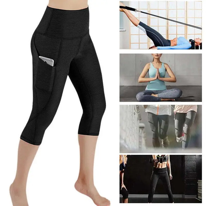 High Waist Seamless Crop Leggings – Tummy Control Yoga & Workout Tights for Women