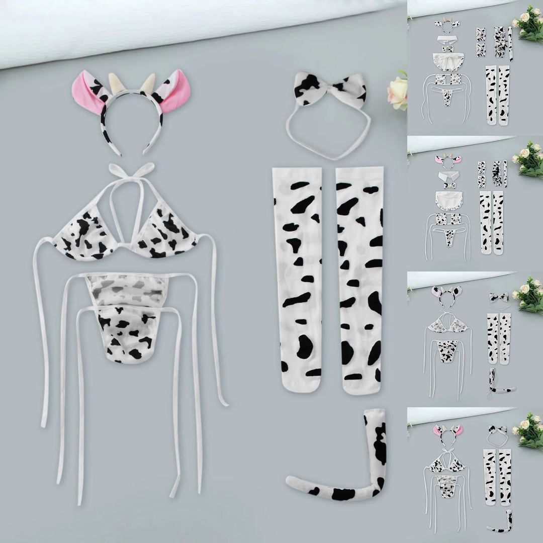 Sexy Cow Print Cosplay Lingerie Set – Playful, Seductive & Unforgettable