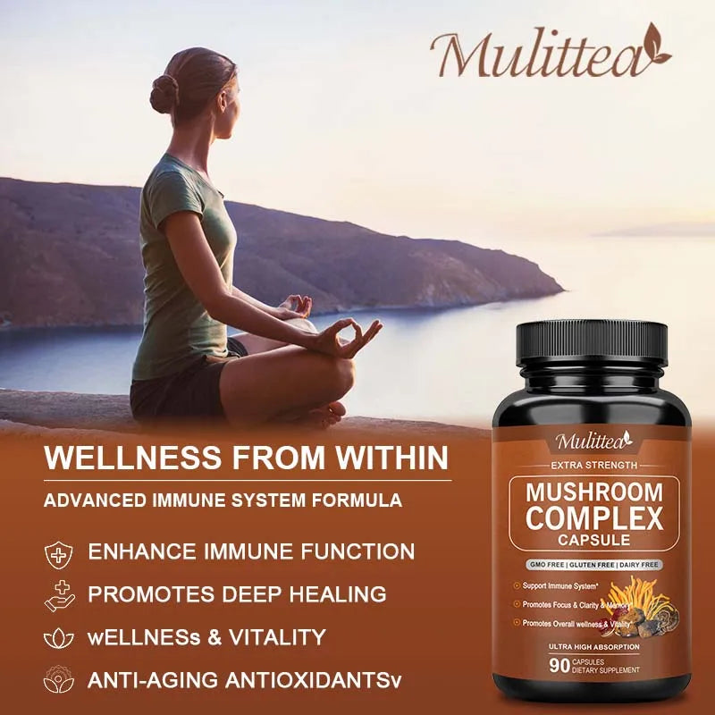 EmpowerEase 10X Mushroom Complex Capsules – Focus, Energy & Immune Support