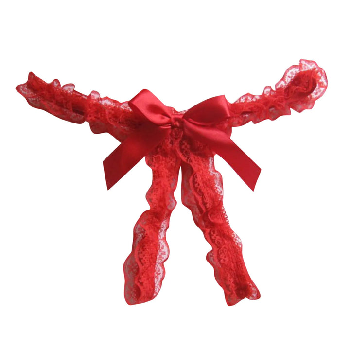 Crotchless Lace Bow Thong – Sexy Open Crotch G-String for Women