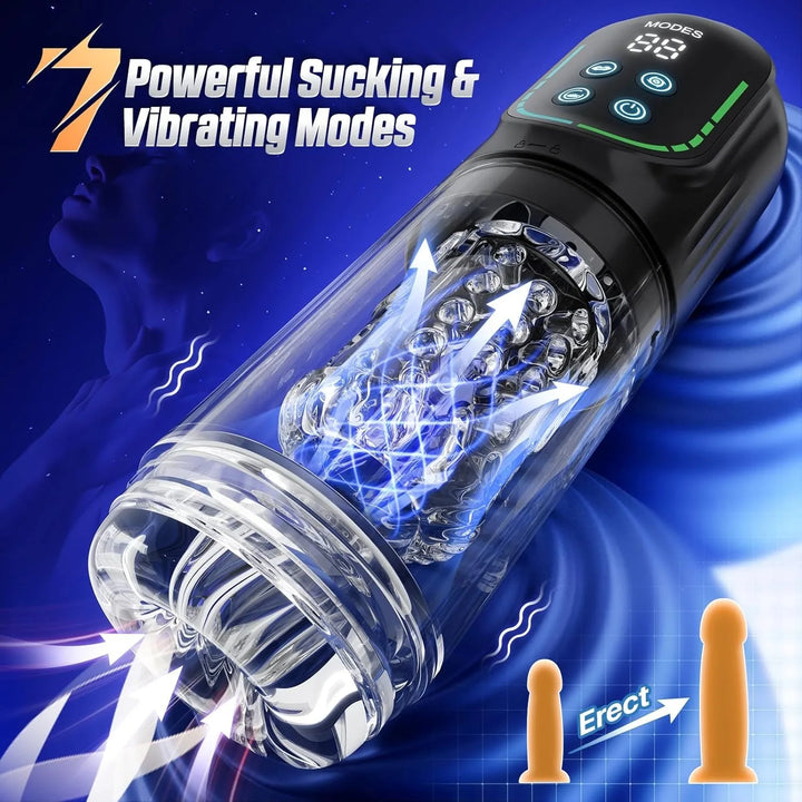 Automatic Thrusting & Rotating Male Masturbator – 4-in-1 Sucking, Vibrating, Licking & Penis Pump with LCD Control