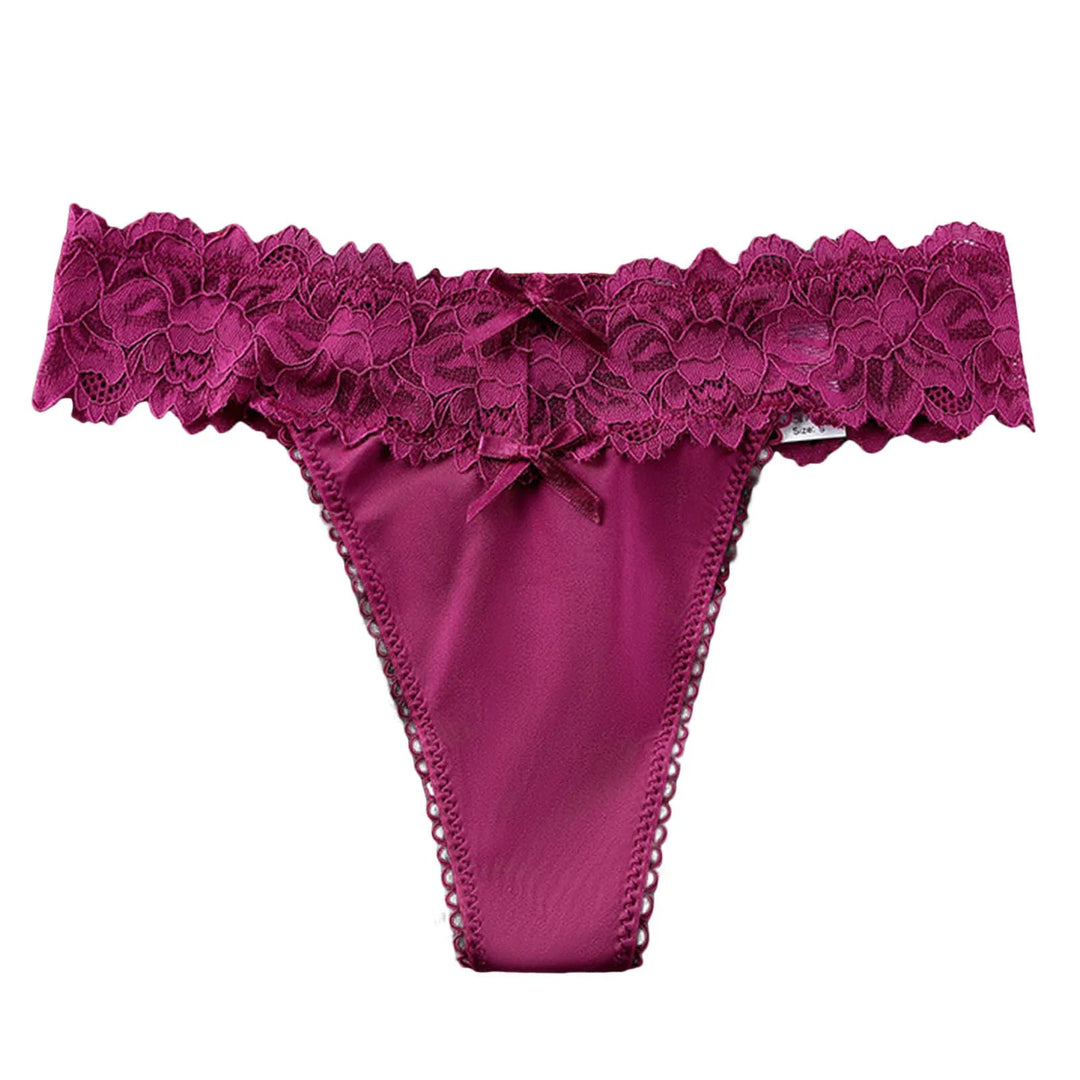 Ice Silk Lace Thong Panties for Women – Low Rise, Breathable & Sexy Embroidered Lingerie