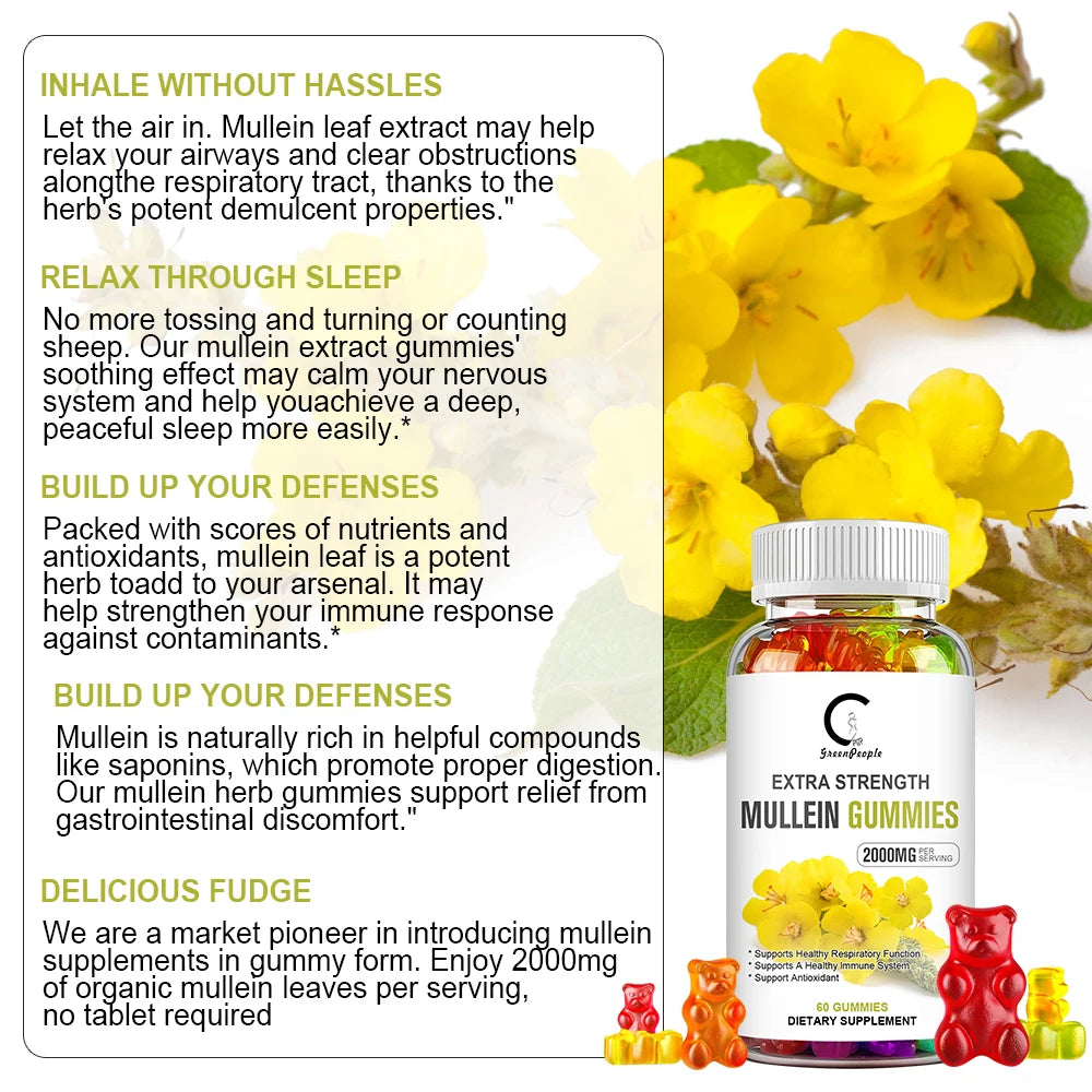 EmpowerEase Mullein Leaf Gummies – Extra Strength Lung Cleanse & Respiratory Support
