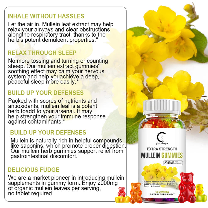 EmpowerEase Mullein Leaf Gummies – Extra Strength Lung Cleanse & Respiratory Support
