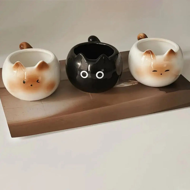 WhimsiCat Ceramic Mug – Charming Siamese Cat Coffee Cup (210ml)