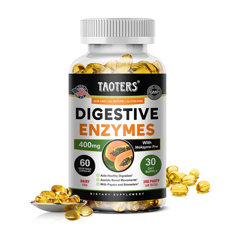 Taoters Digestive Enzyme + Probiotic Complex – 15-Strain Formula, Immune & Digestive Support – 60/120 Capsules