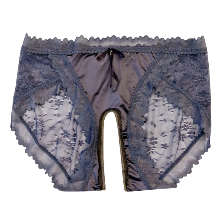 EmpowerEase Satin & Lace Open-Crotch Thong – Seamless, Sultry & Breathable