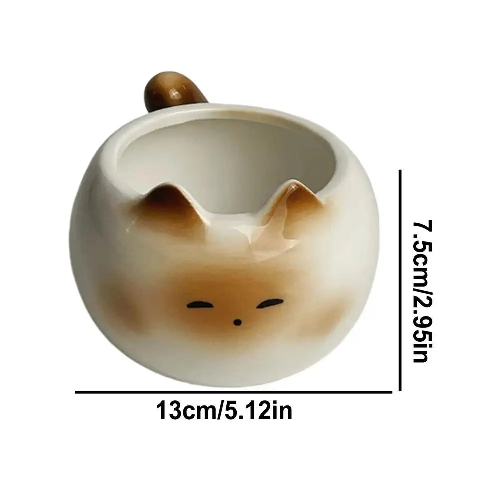 WhimsiCat Ceramic Mug – Charming Siamese Cat Coffee Cup (210ml)