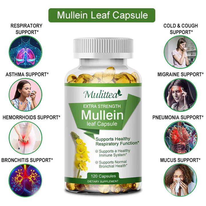 EmpowerEase Mullein Leaf Lung Cleanse Capsules – Natural Respiratory Support, 1000mg