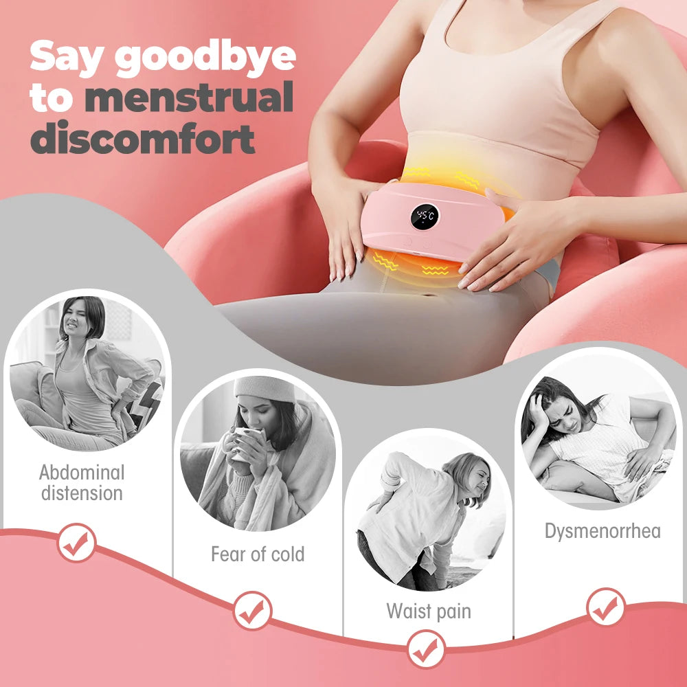 Portable Heating Pad – Menstrual Heating Massager Belt with Vibration & Adjustable Temperature, Period Relief Thermal Waist & Abdominal Warmer