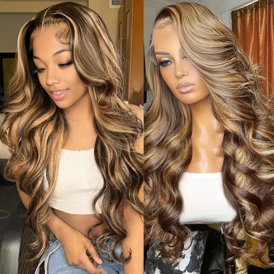 Radiance Honey Body Wave Wig – 30" HD Lace Front in Ombre 4/27