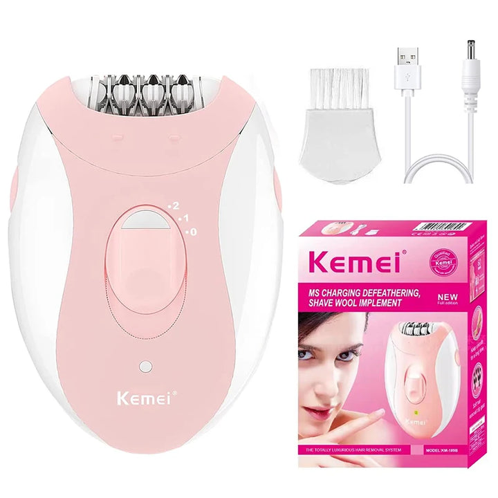 Kemei Women’s Electric Epilator – Rechargeable Hair Removal for Face, Body, Bikini, Legs & Underarms
