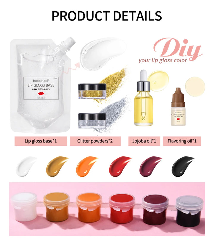GlamLab DIY Lip Gloss Kit – Complete Moisturizing Lip Tint & Glitter Making Set