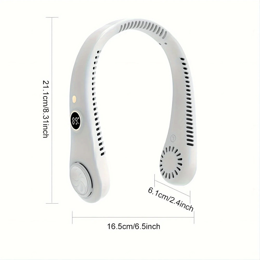 Portable Rechargeable Bladeless Neck Fan - 360° Cooling Wearable Personal Fan For Travel and Outdoor Sports with Digital Display