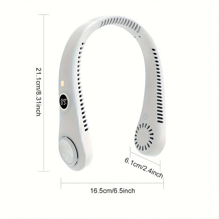 Portable Rechargeable Bladeless Neck Fan - 360° Cooling Wearable Personal Fan For Travel and Outdoor Sports with Digital Display