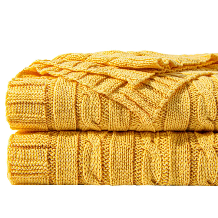 Ntbay 100% Cotton Cable Knit Throw, Super Soft Warm Knitted Blanket Home Decor