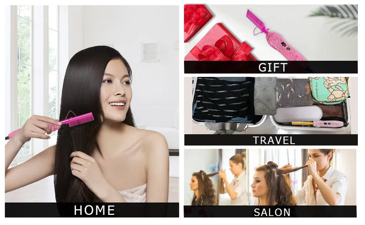 HeatSculpt Pro Electric Hot Comb – 2-in-1 Straightening & Curling Brush
