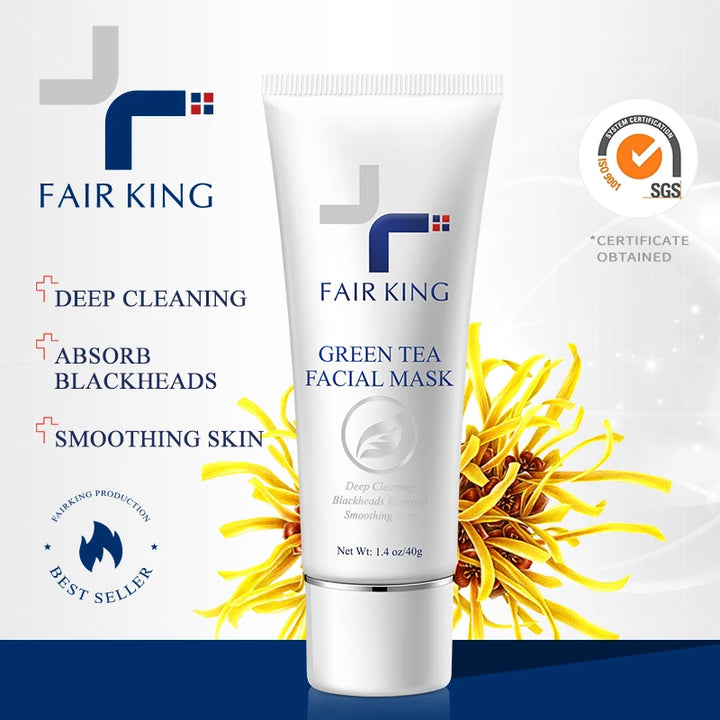 FAIR KING Green Tea Cleansing Mask – Blackhead Remover, Acne Treatment, Oil Control Peel-Off Face Mask (40g)