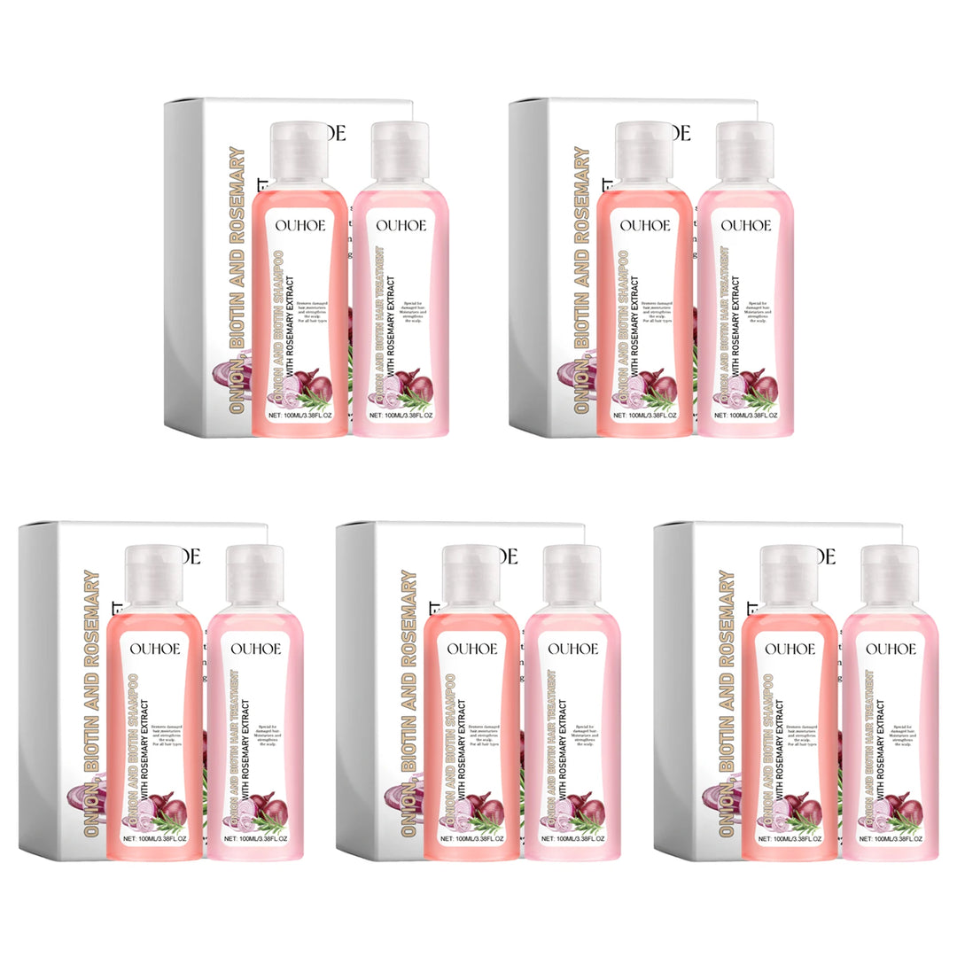 OUHOE Biotin Rosemary Shampoo & Conditioner Set – Hair Growth & Repair Care for All Hair Types | Paraben & Silicone-Free