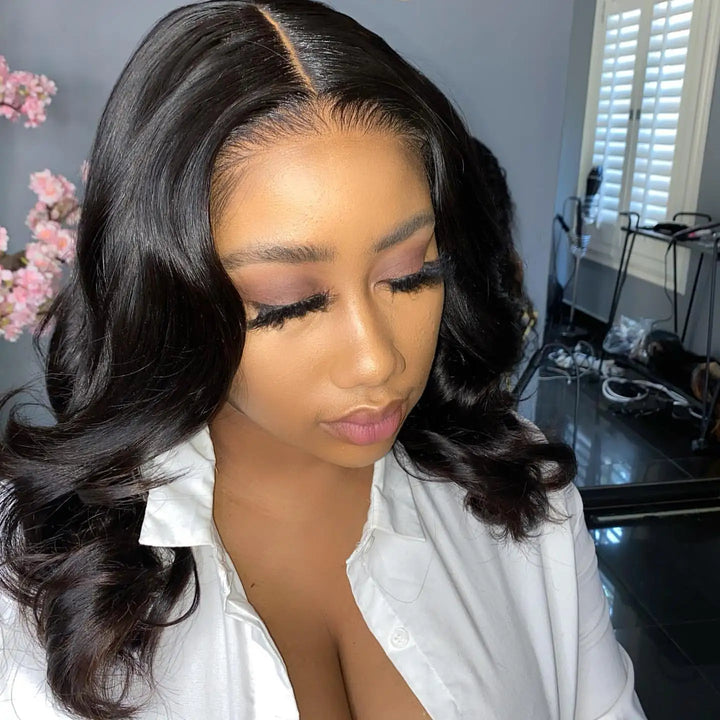 Luxe Body Wave Bob Wig with Transparent Lace – Virgin Brazilian Remy, 180% Density