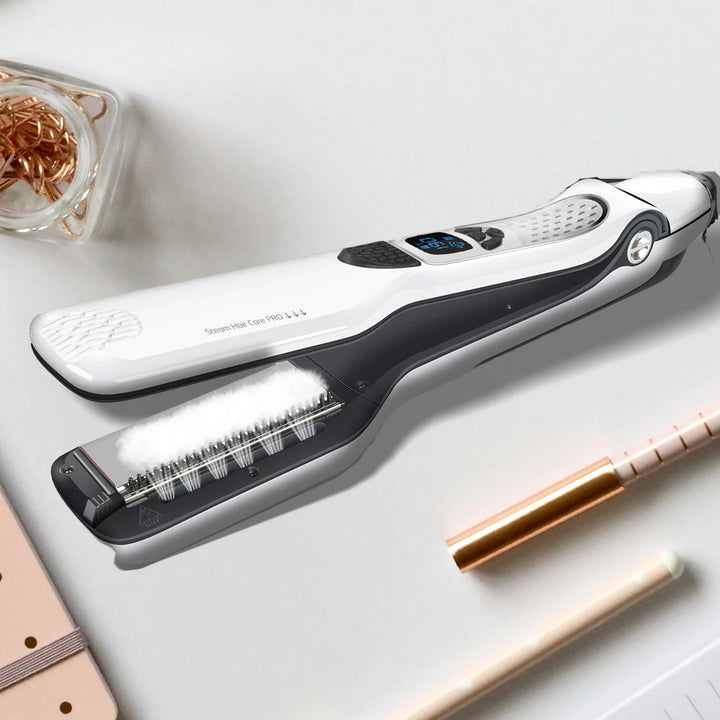 UKLISS Professional Steam Hair Straightener Comb – 2-in-1 Titanium Ceramic Flat Iron with Steam Technology for Silky, Frizz-Free Styling