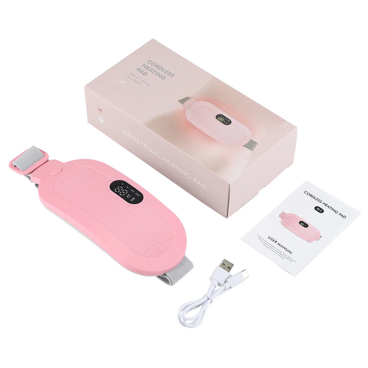 Menstrual Heating Pad Abdominal Massager – Warm Palace Belt with Vibration Massage for Period Pain & Cramps Relief