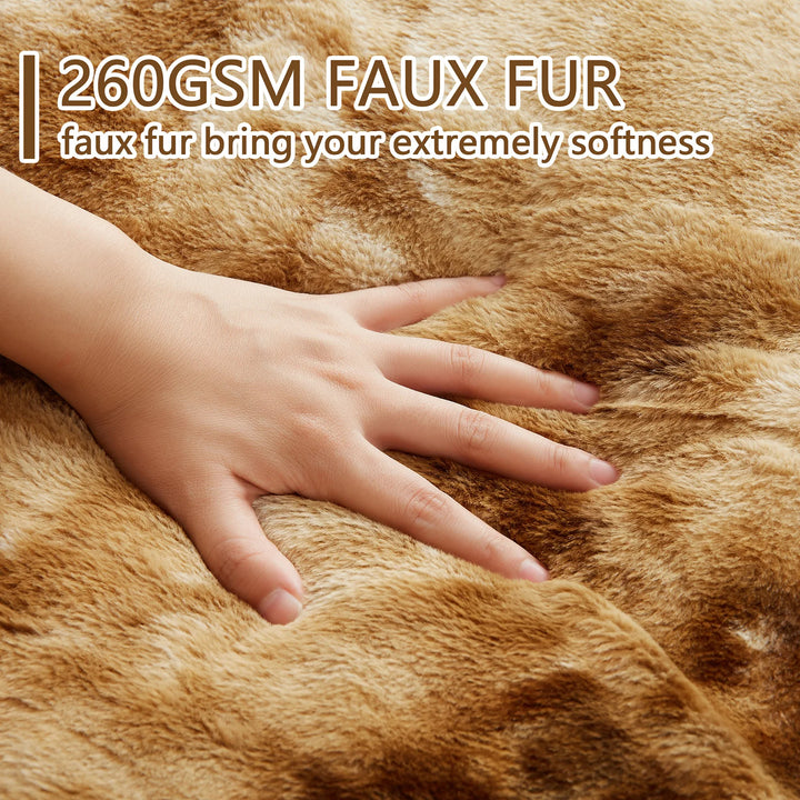 Tie-dye Imitation Rabbit Fur Blanket Luxury Fluffy Cozy Comfortable Warm Throw Blanket for Winter Decor Home Sofa Bedspread