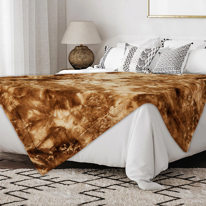Tie-dye Imitation Rabbit Fur Blanket Luxury Fluffy Cozy Comfortable Warm Throw Blanket for Winter Decor Home Sofa Bedspread