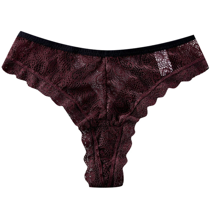 Lace Butterfly Bow Thong – Low Waist Hollow-Out Panty with Cotton Crotch