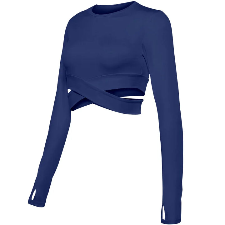 Women's Long Sleeve Crop Top – Quick-Dry Yoga & Fitness Shirt