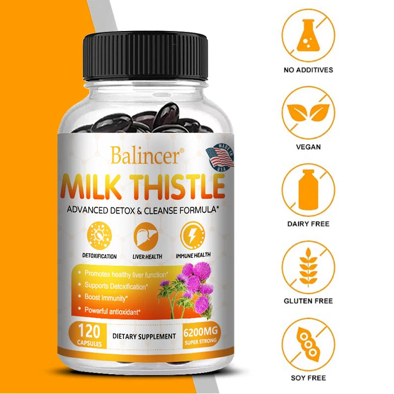 EmpowerEase Milk Thistle Liver Detox Supplement – 6200mg, 120 Capsules