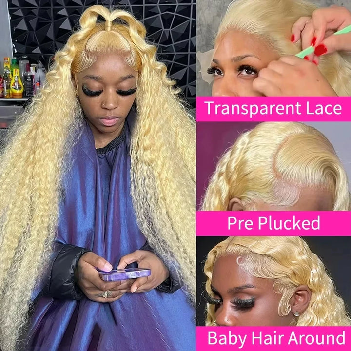 Honey Luxe Deep Wave Wig – 30" HD Lace Front in 613 Blonde