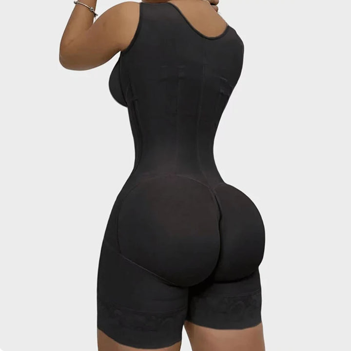 Colombian Curves™ 9-Bone Full Body Shaper – Double Tummy Control Bodysuit with Zipper & Open Crotch
