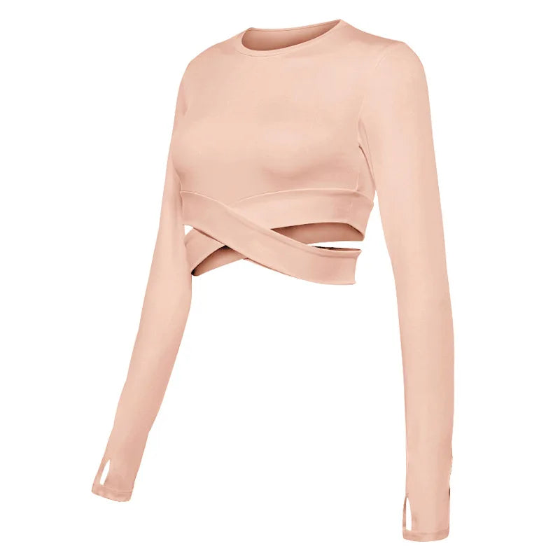 Women's Long Sleeve Crop Top – Quick-Dry Yoga & Fitness Shirt
