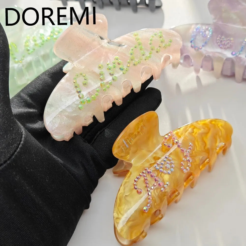 Crystal Name Hair Clip – Custom Rhinestone Letter Hairpin for Women