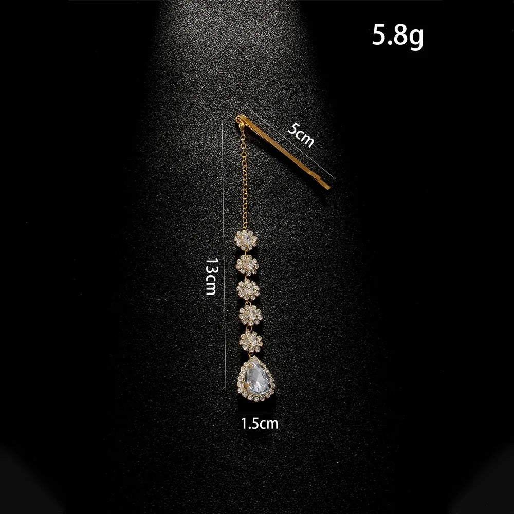 Stonefans Luxe Teardrop Maang Tikka – Boho Bridal Forehead & Hair Chain