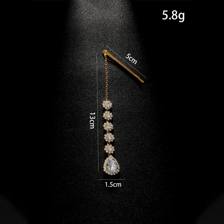 Stonefans Luxe Teardrop Maang Tikka – Boho Bridal Forehead & Hair Chain