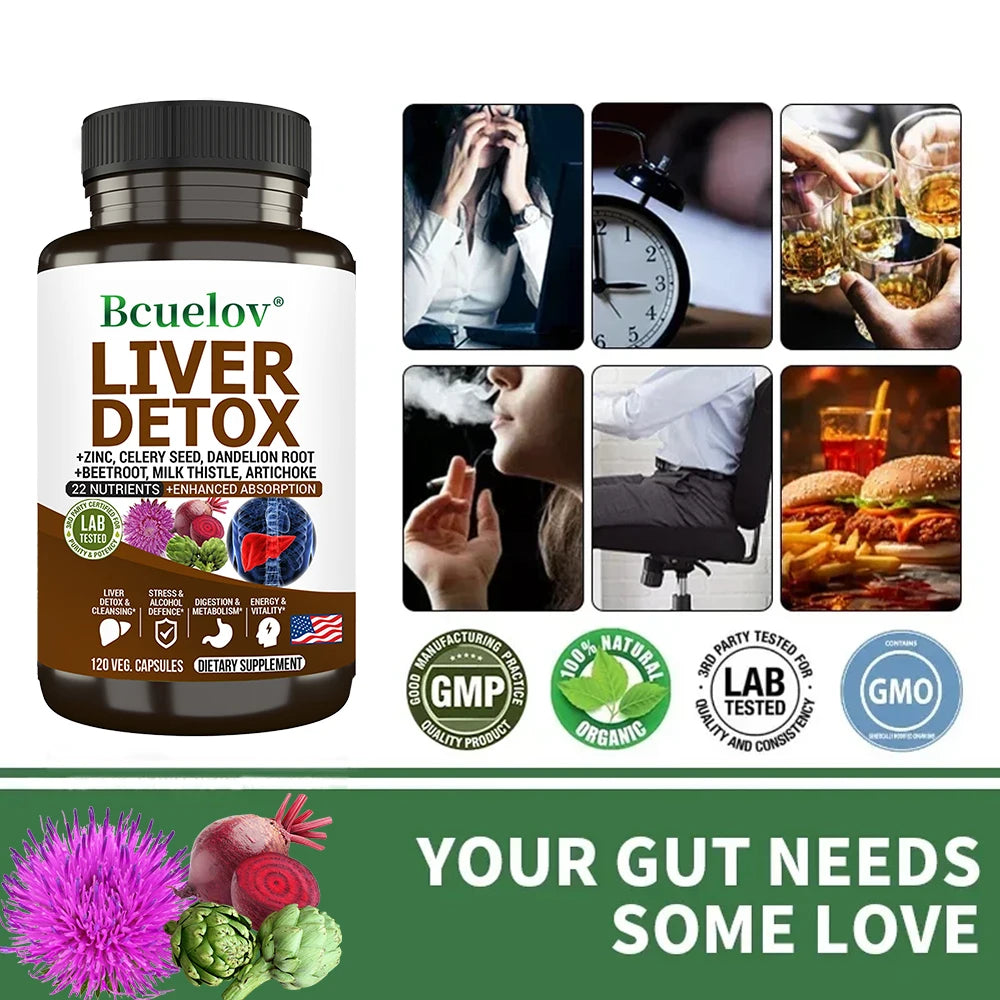 Bcuelov Liver Cleanse & Detox Support – 120 Veggie Capsules
